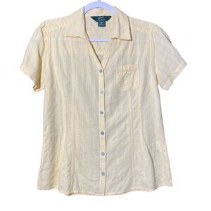 Woolrich Buttercup Yellow Button Front Short Sleeve Blouse Women's Size Medium